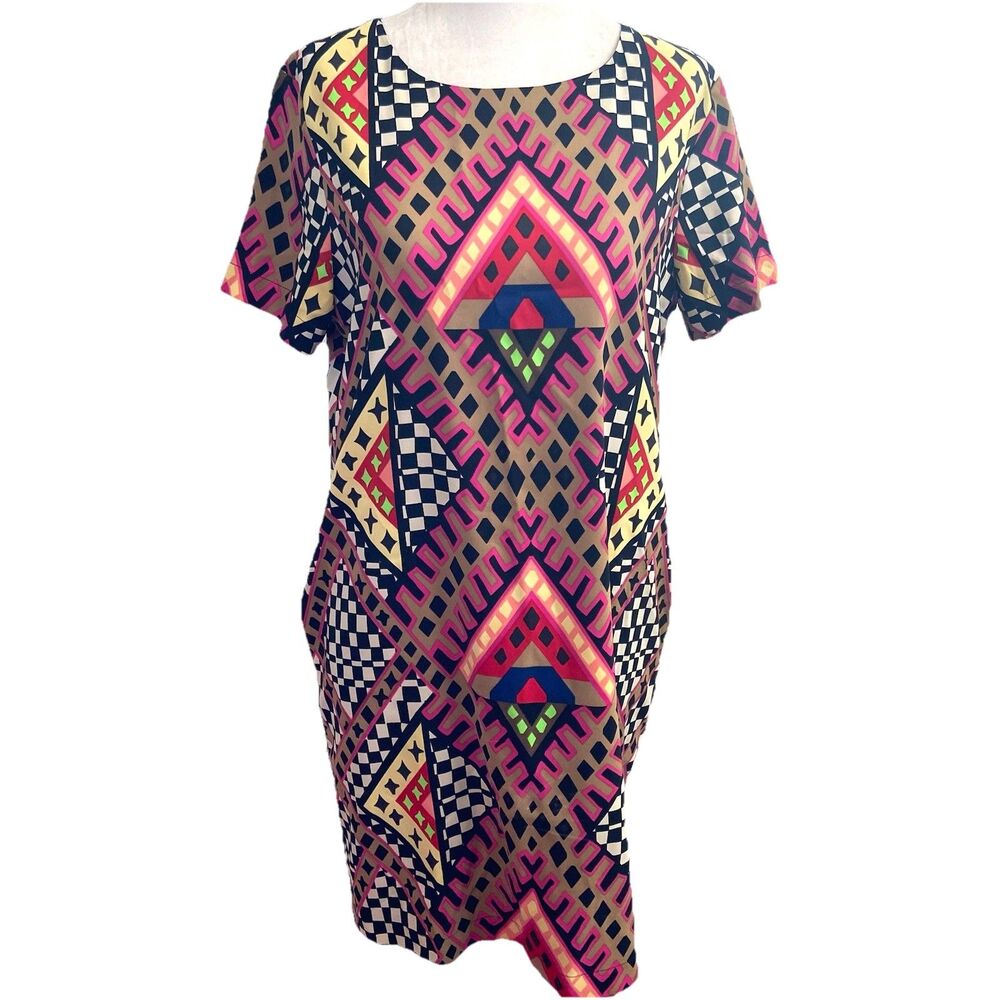 Mara Hoffman Tunic Shift Mini Dress Geometric Pockets Size Small